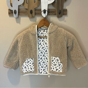 Vintage Tan/Floral Teddy Reversible Kids Zip Up Jacket